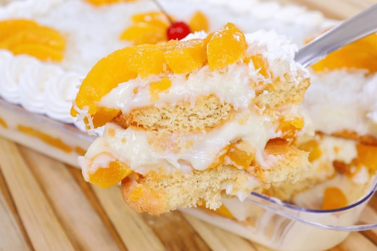 Pavê cremoso de pêssego