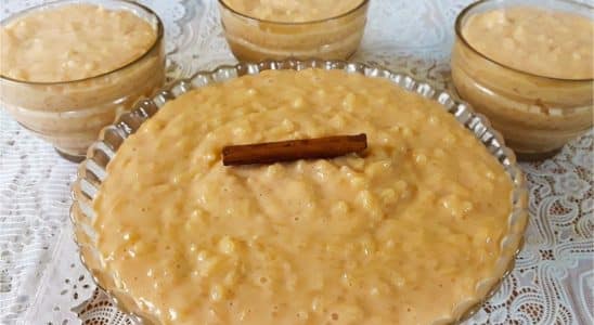 arroz doce com açúcar queimado