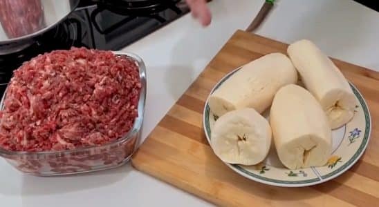 carne moída com mandioca