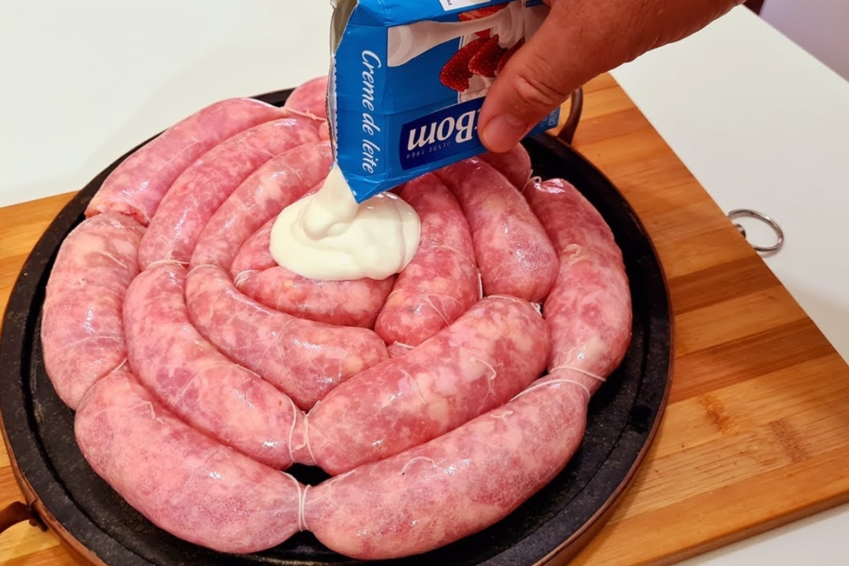 Linguiça com creme de leite