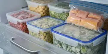 3 Métodos Simples de Congelamento: Sabor Preservado por 6 Meses Alimentos congelados organizados em recipientes e sacos a vácuo no freezer.