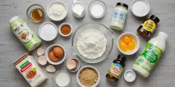 Desvendando Mitos: 4 Verdades sobre Substituições em Sobremesas Caseiras 2026 Ingredientes variados para substituições inteligentes em receitas de sobremesas caseiras, dispostos sobre uma bancada de cozinha iluminada.