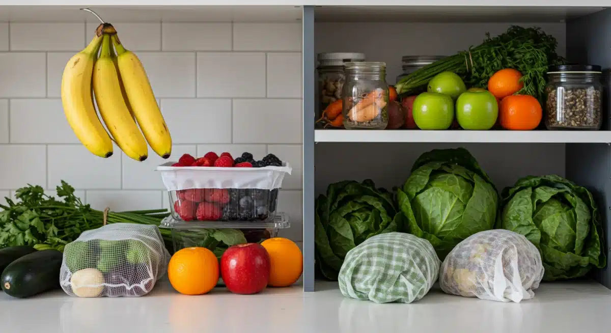 Diferentes métodos de armazenamento para frutas e vegetais na cozinha