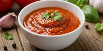 Molho caseiro fresco em tigela, com ervas e legumes ao redor, transmitindo frescor e praticidade.