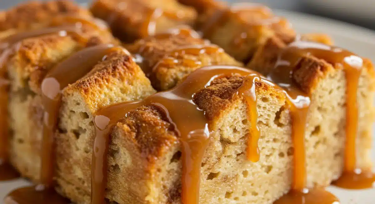 Pudim de pão caseiro com calda de caramelo, feito de pão amanhecido, destacando a textura deliciosa e o aproveitamento de alimentos.