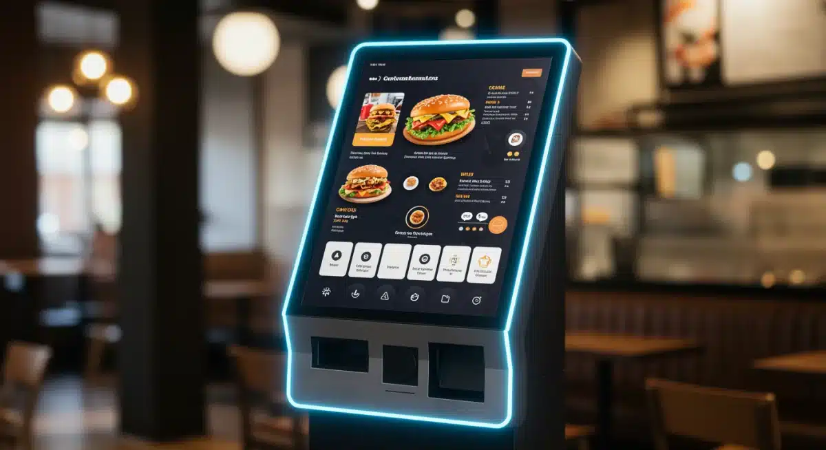 AI-powered smart ordering kiosk in a modern restaurant