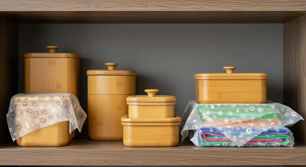 Contenedores y envoltorios de bambú para almacenamiento de alimentos