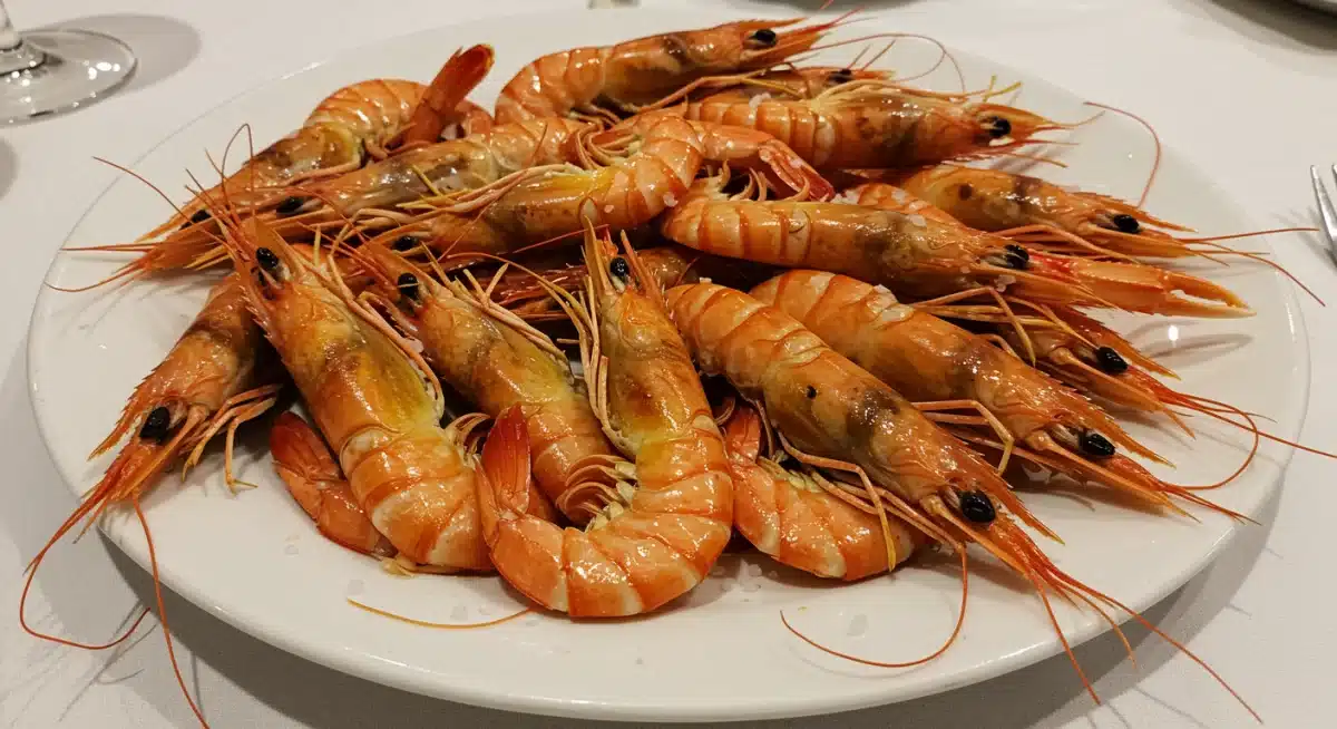 Carabineros frescos y a la plancha, delicadeza del mar español