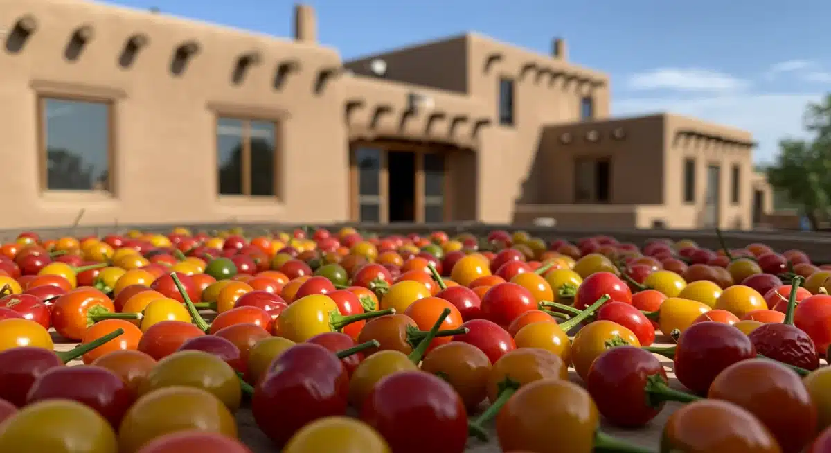 Close-up of chiltepin peppers drying in the sun