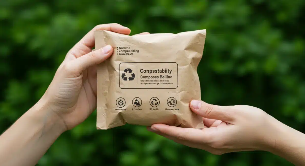Compostable food packaging held by a consumer