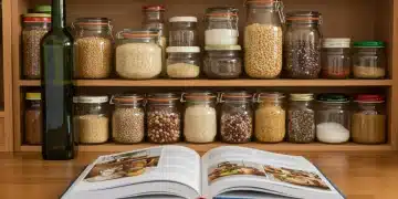 Despensa organizada con ingredientes básicos para cocinar recetas españolas y ahorrar