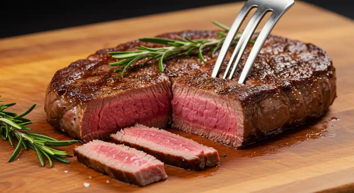 Filete de ternera perfectamente cocinado al vacío y sellado