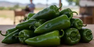 Fresh New Mexico green chiles ready for roasting