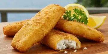 Golden crispy fried fish fillets with lemon and parsley, perfect Great Lakes fish fry