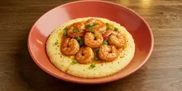 Authentic Gullah Geechee Shrimp and Grits dish, beautifully plated