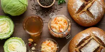 Assortment of homemade fermented foods and drinks