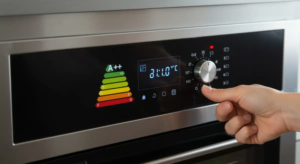 Panel de control de horno eficiente con clasificación energética A+++ y temporizador digital