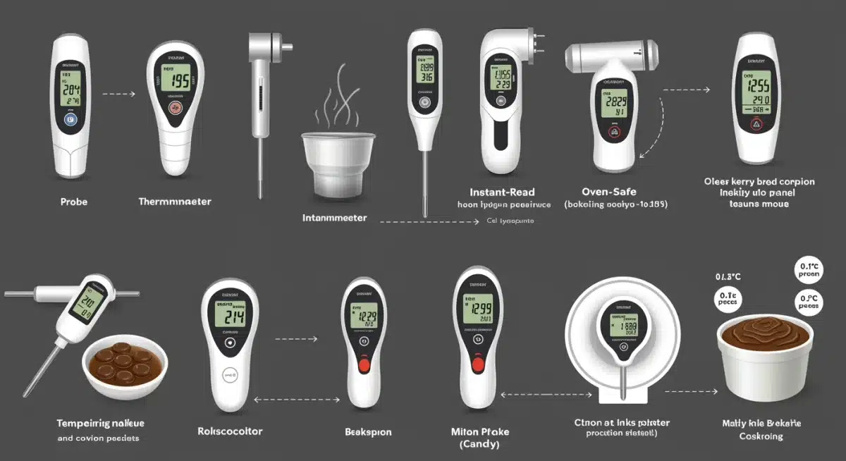 Infografía comparativa de tipos de termómetros de cocina digitales y su precisión
