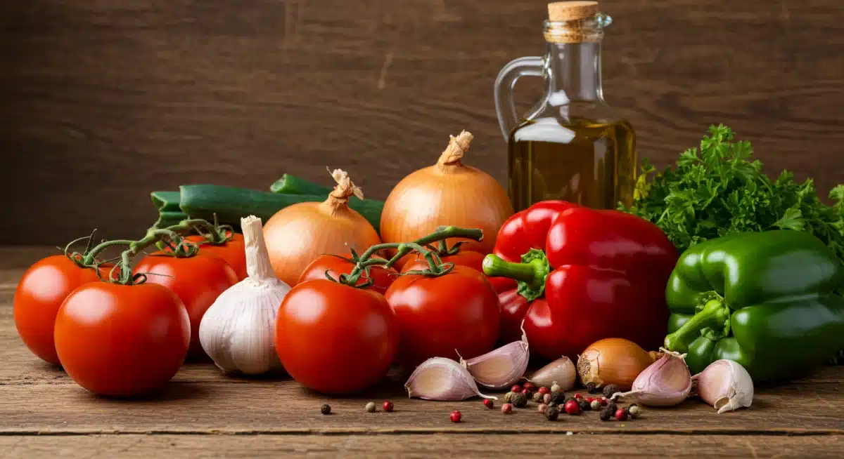 Ingredientes frescos y básicos de la dieta mediterránea española