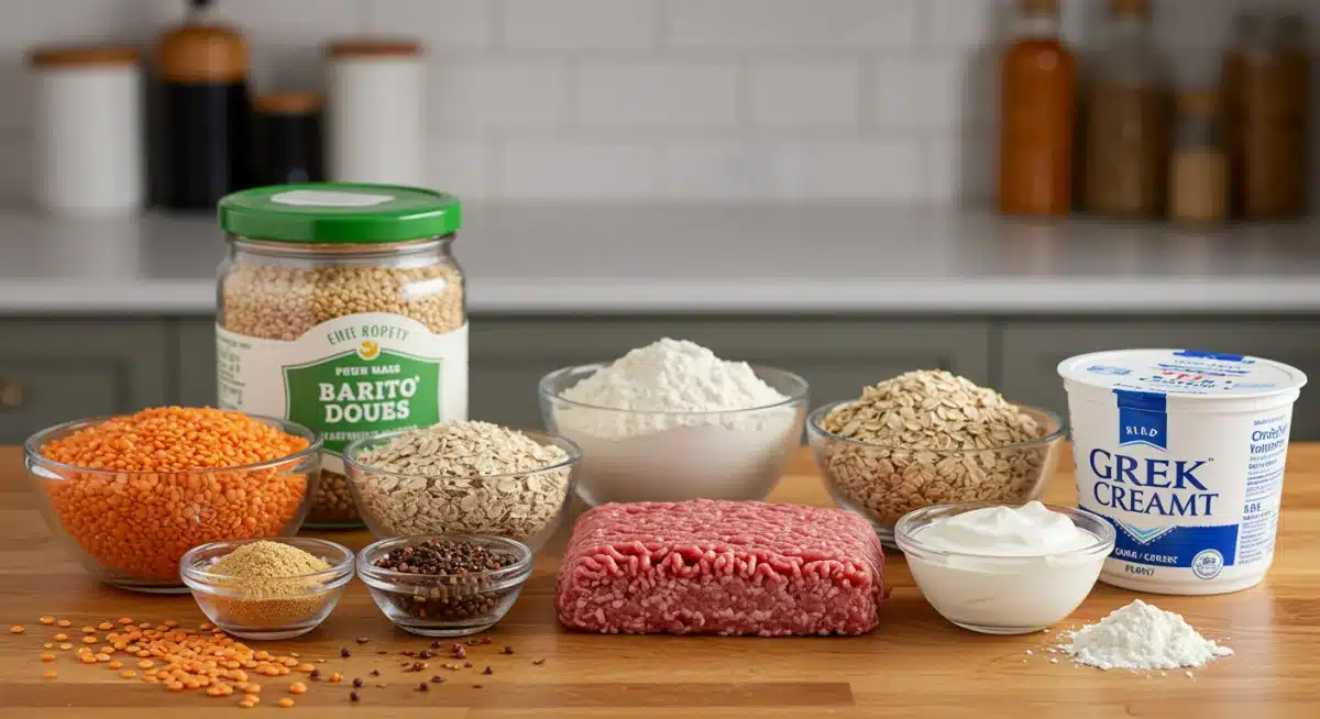 Kitchen counter with common and alternative ingredients for substitution