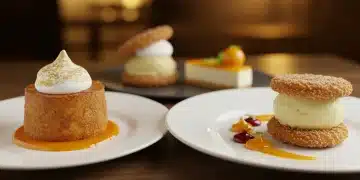 Variedad de postres españoles modernos y elegantes con presentaciones innovadoras