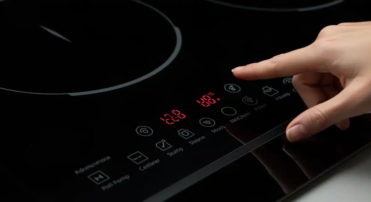 Smart induction cooktop control panel with precise temperature settings