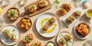 Variedad de tapas innovadoras y frescas para un menú de verano vibrante.