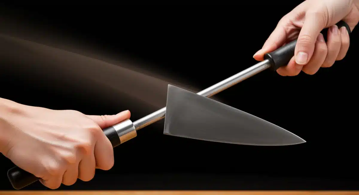 Técnica correcta para usar una chaira en un cuchillo de chef