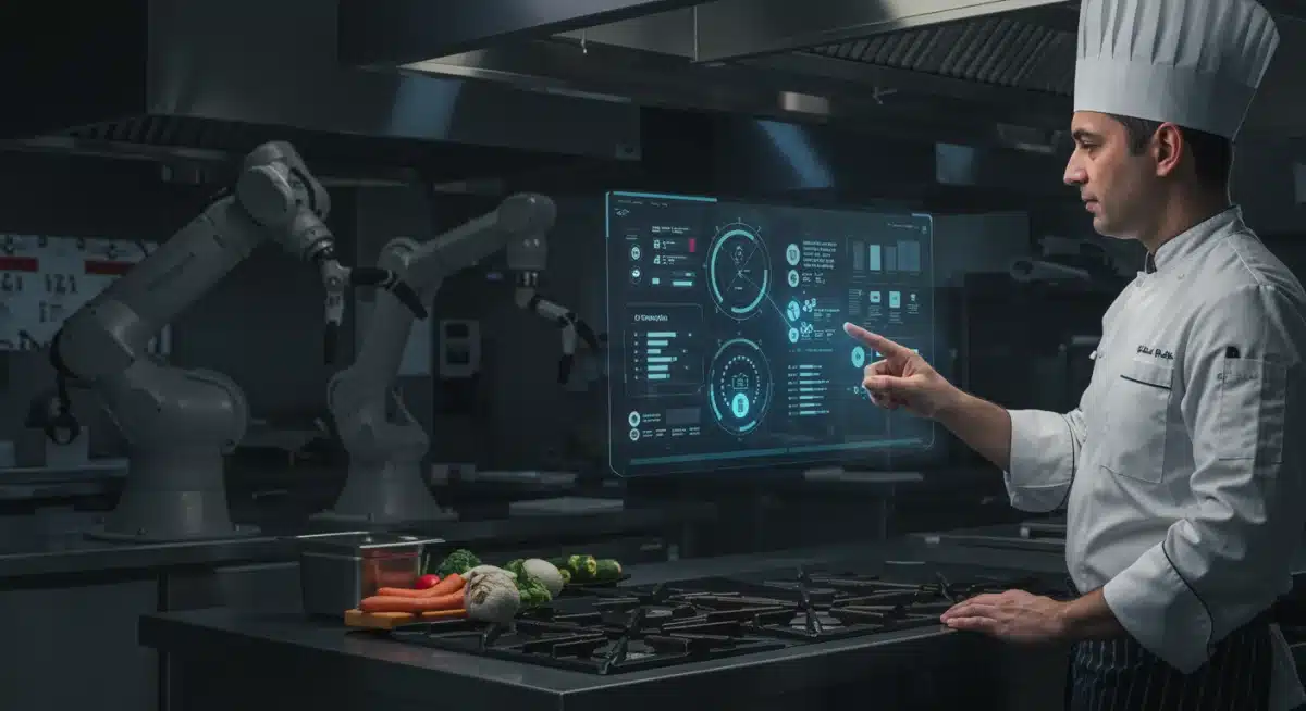 Tecnología avanzada en una cocina moderna, mostrando cómo la innovación influye en la preparación de platos como la paella.