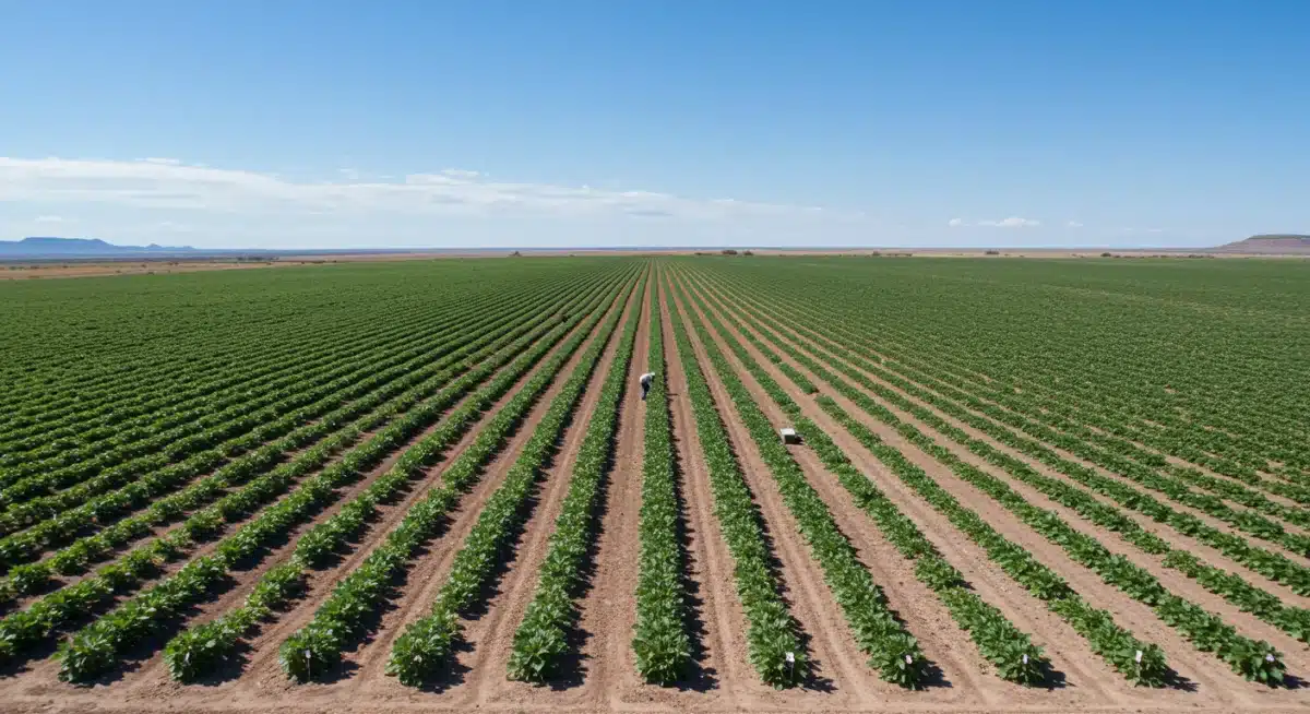 Sustainable farm field with heritage tepary beans
