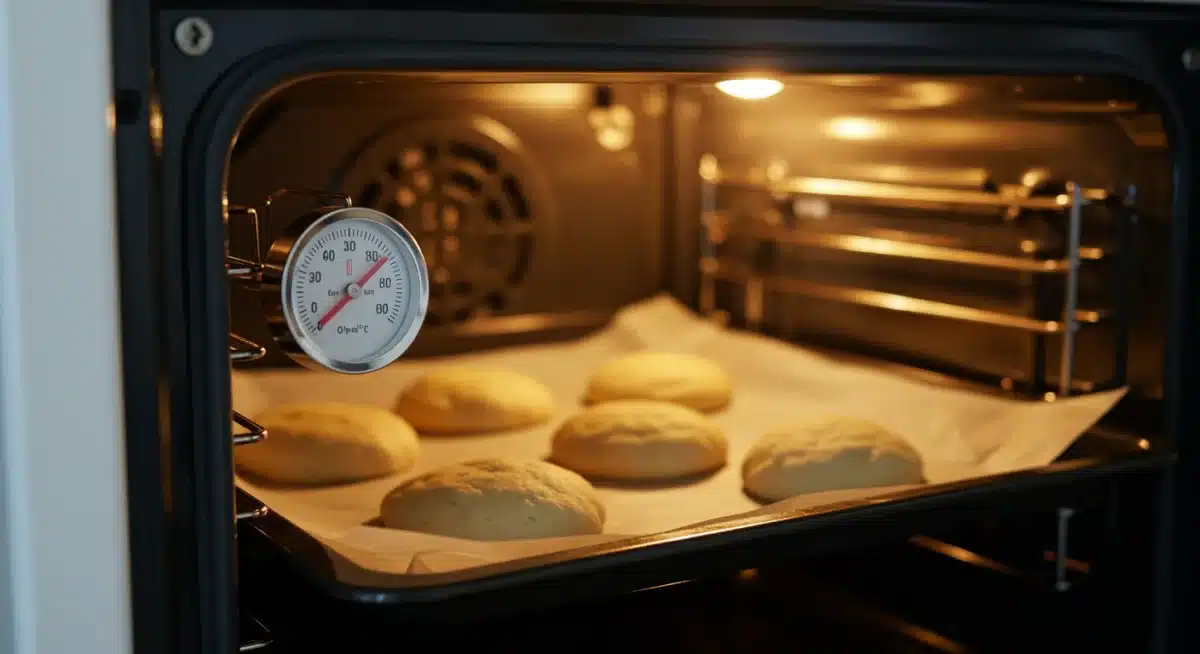 Termómetro de horno mostrando temperatura precisa para cocción uniforme