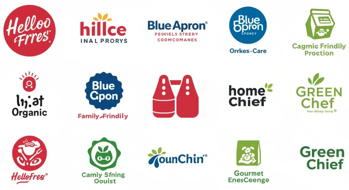 Logos and features of leading US meal kit service providers.