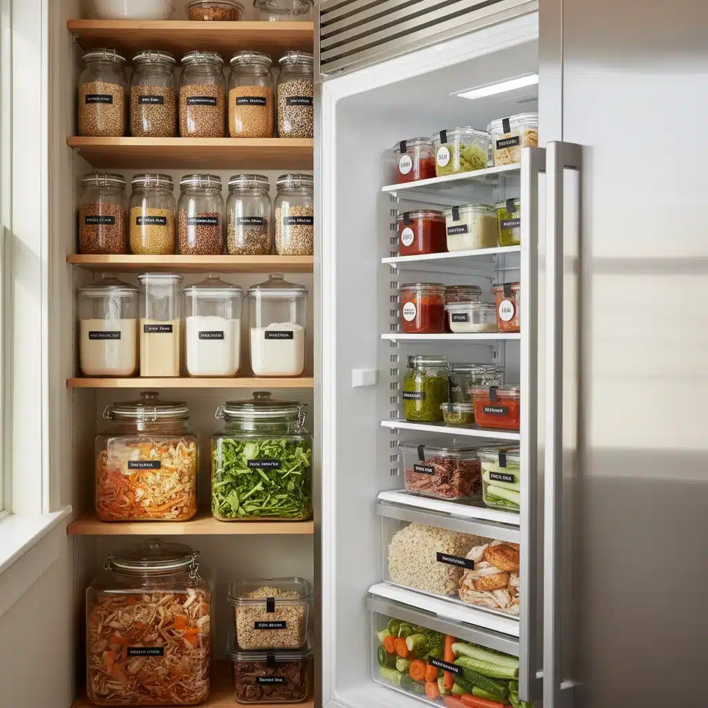 Nevera organizada con tuppers de sobras para aprovechar.