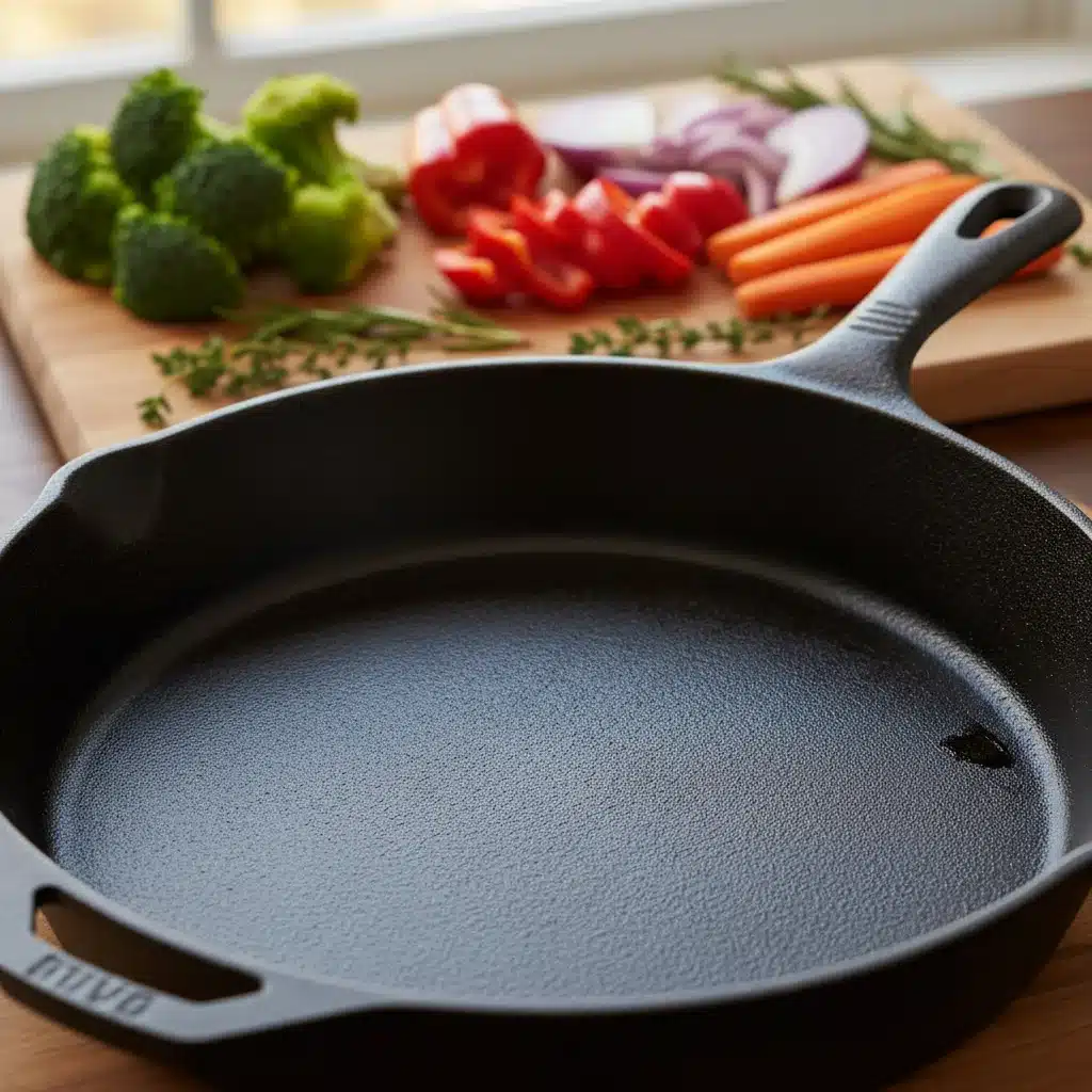 Sartén de hierro fundido curada y lista para cocinar, con su superficie texturizada y construcción resistente.