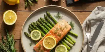 Mastering 5-Ingredient Weeknight Main Dishes for 2026: Save 30 Minutes per Meal Delicious 5-ingredient lemon herb salmon with asparagus, a perfect quick weeknight meal.