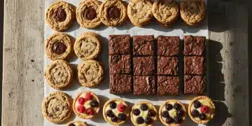 Assortment of freshly baked sweet treats ready for batch baking and freezing