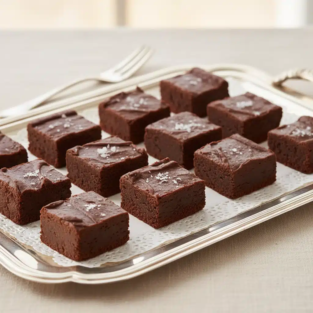 Decadent 5-ingredient chocolate fudge bites presented elegantly on a platter.