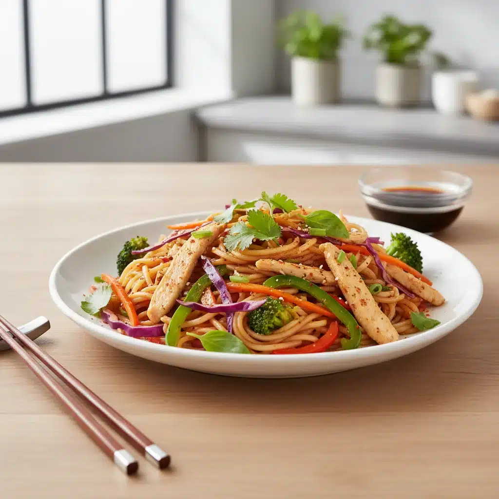 Gourmet-plated quick meal with fresh herbs and spice garnish, showcasing elevated presentation.