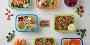 Assortment of vibrant portable meal prep containers for healthy eating on the go.