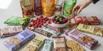 Assortment of colorful, healthy snacks from innovative US brands, showcasing the future of nutritious eating.