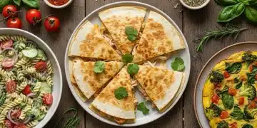 Variety of delicious leftover meal transformations on a wooden table, showcasing culinary creativity.