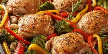 Delicious one-pan roasted chicken and vegetables for easy dinner