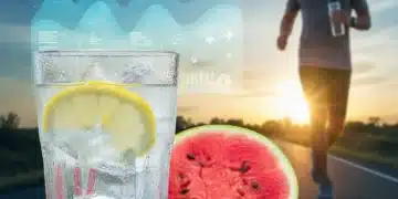 Optimal Hydration Strategies: Maximizing Water Intake for US Health in 2026 Clear glass of water, fresh fruits, and a person exercising, symbolizing optimal hydration for US health in 2026.