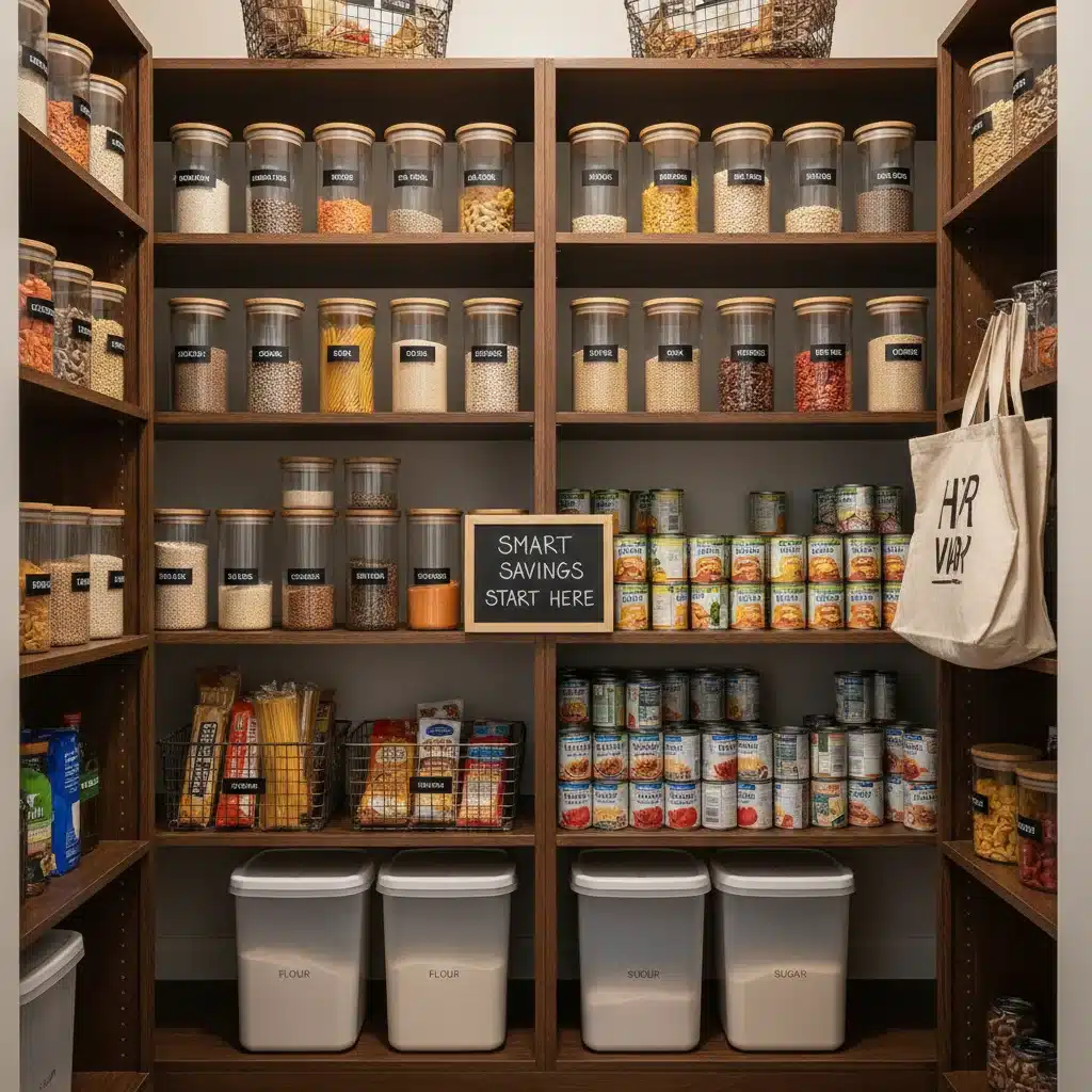 Organized pantry with budget staples