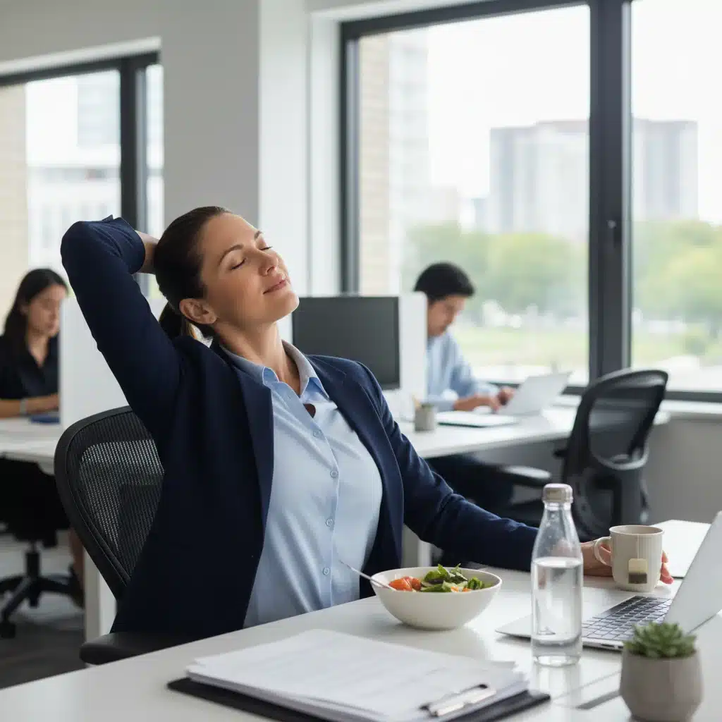 Professional feeling refreshed and focused after a short, productive lunch break.
