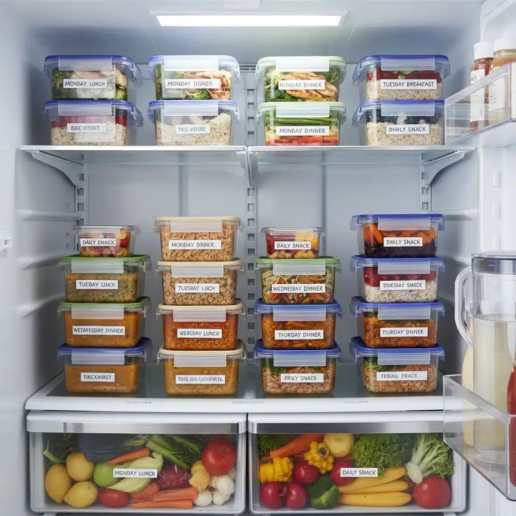 Organized refrigerator with a week of batch-cooked meals