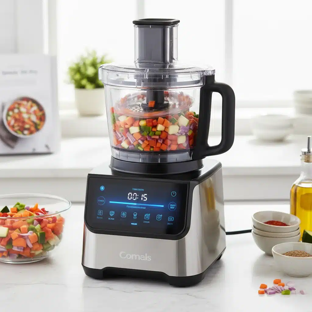 Smart food processor efficiently chopping vegetables for quick weeknight meals