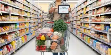 Smart Grocery Shopping for Quick Meals: Save 10% on Ingredients This Month in 2026 Person smartly grocery shopping with a full cart of healthy ingredients and a meal plan.