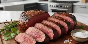 Perfectly cooked sous vide steak on a cutting board, showcasing uniform doneness.