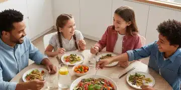 Family enjoying quick and healthy dinner on a school night, 2026